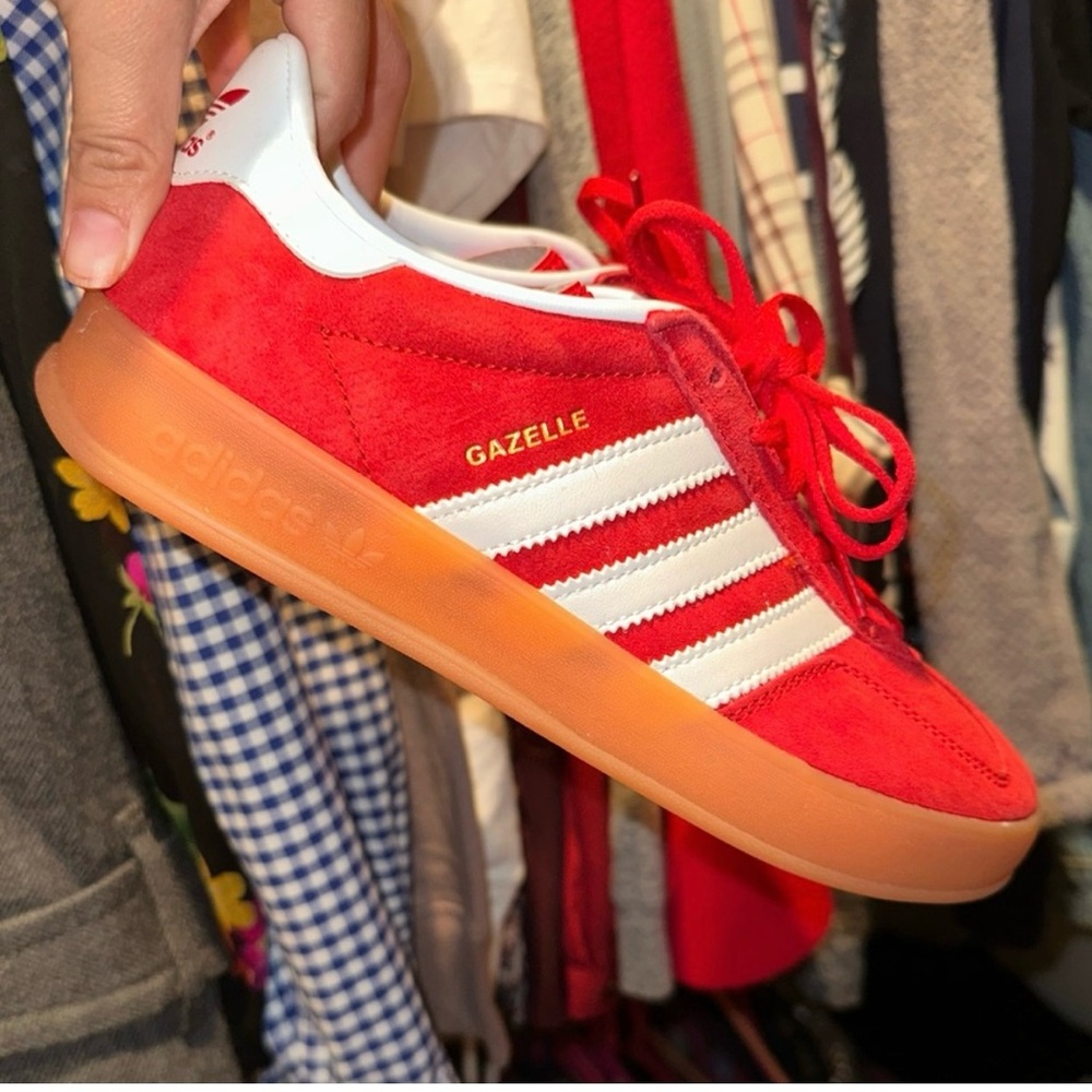 Adidas Red and White Sneakers Gazelle